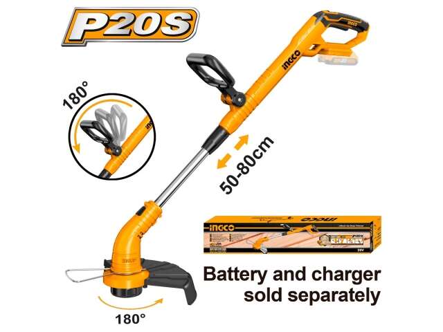 BORDEADORA A BATERIA P20S EXTENSIBLE C MANGO REGU 20V INGCO CGTLI20018