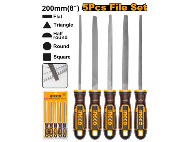 JUEGO DE 5 LIMAS 8'' INGCO HKTFS0508