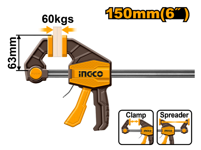 PRENSA RAPIDA AUTO AJUSTABLE 6" 60KG INGCO HQBC01601