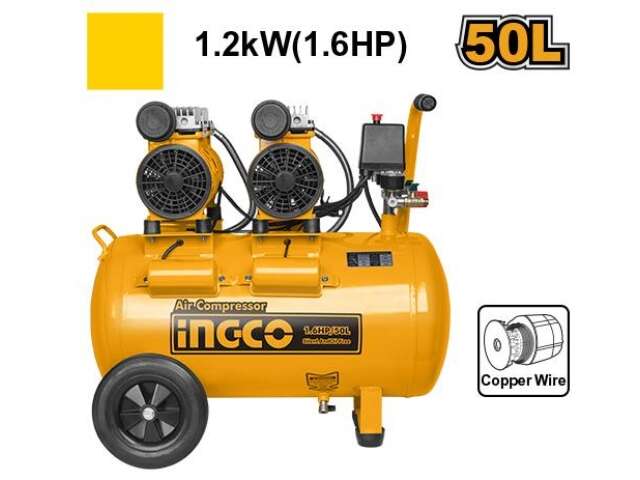 COMPRESOR DE AIRE (LIBRE DE ACEITE)  50LT 2X08HP INGCO ACS215506 USO ODONTOLOGICO