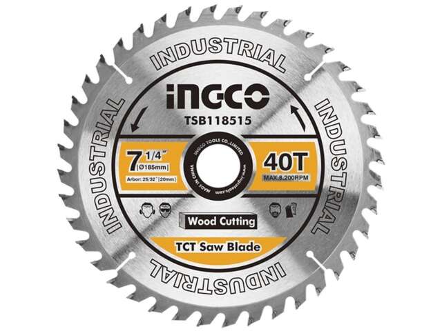 DISCO MADERA 7 1/4 P SIERRA CIRCULAR INGCO 40 D B/ 20 MM C RED A 16MM TSB118515 P/CS18528
