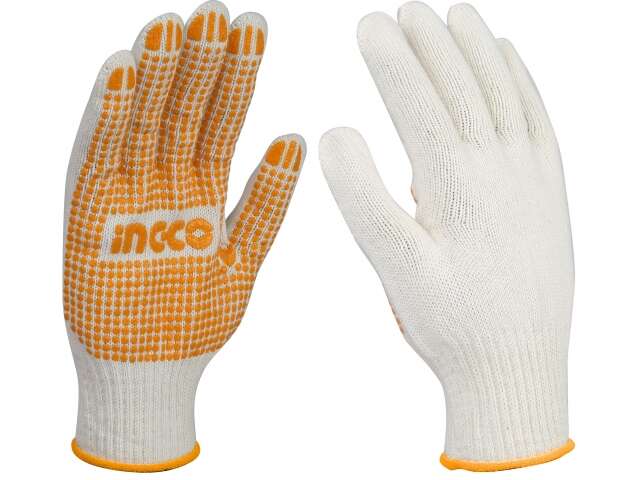 GUANTES ALGODON PVC EN PALMA Y PULGAR INGCO HGVK05