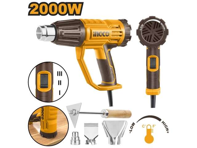 PISTOLA DE CALOR 2000W C SET DE BOQUILLAS HG200047 INGCO