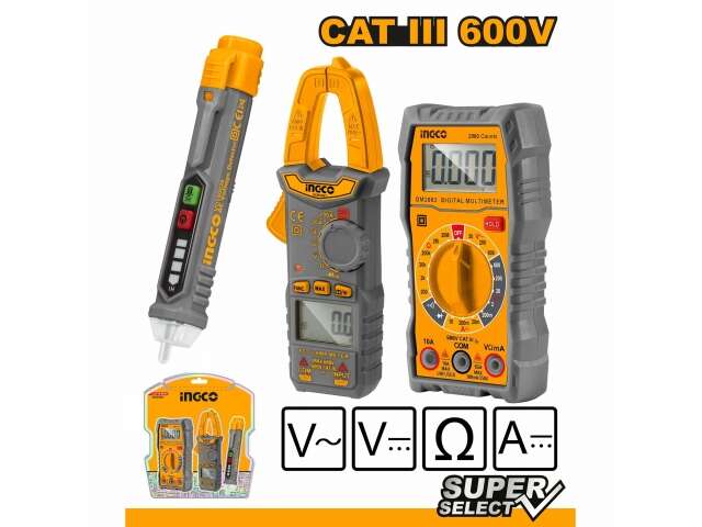 SET TESTER PINZA AMP Y DETECTOR VOLT INGCO DM3028 